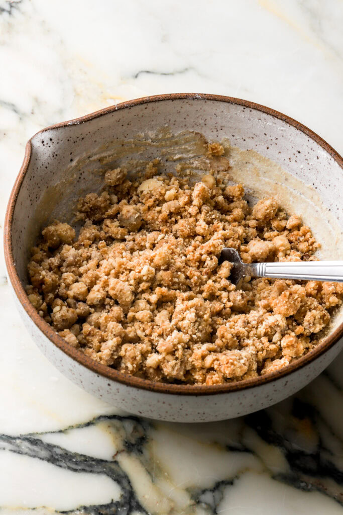 finished streusel in a bowl