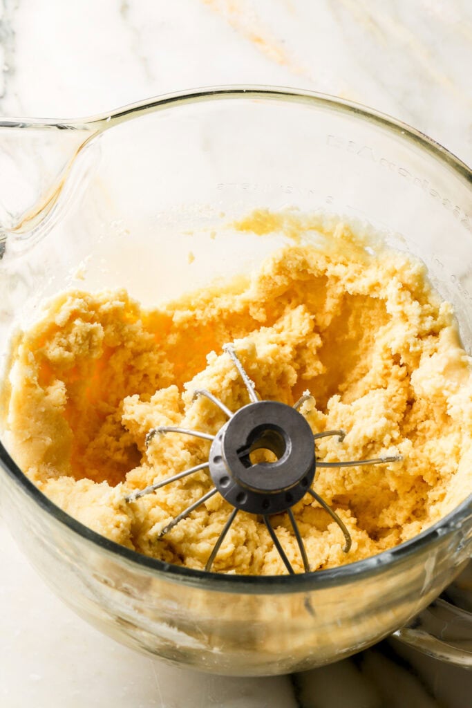 eggs beat into the cupcake batter