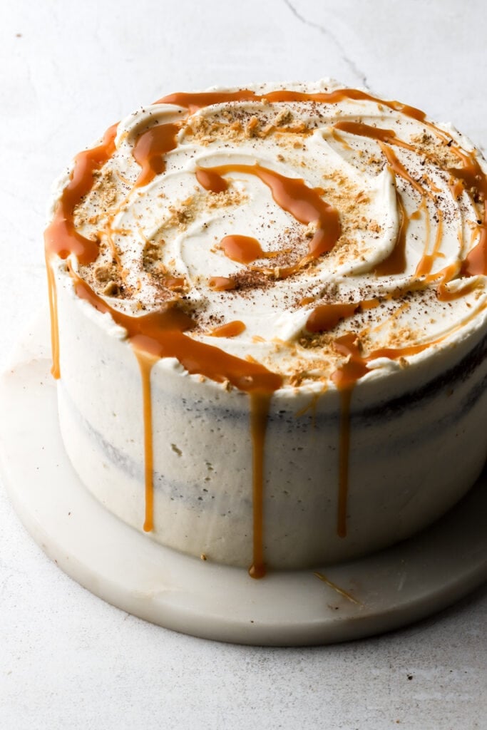 banoffee cake fully frosted and decorated