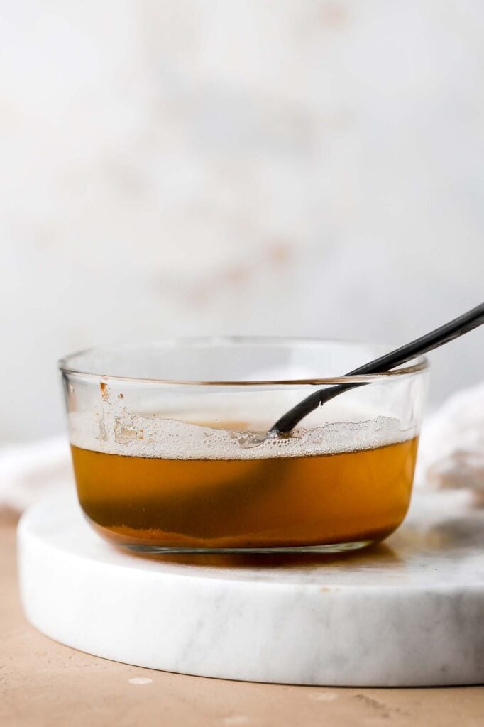 hot brown butter with milk solids on the bottom