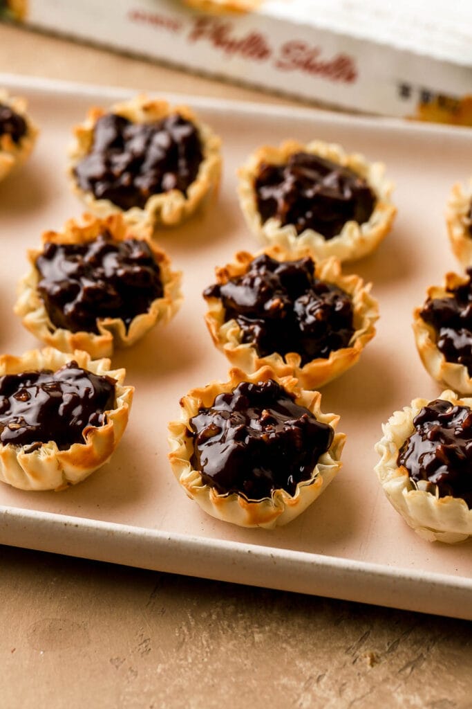 shells filled with chocolate praline filling