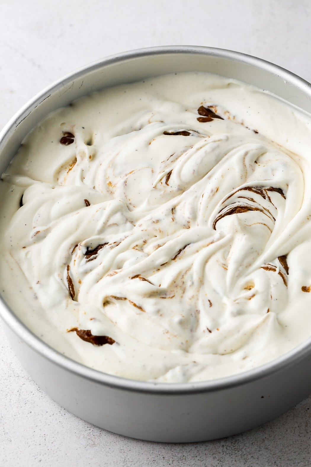 use a knife to swirl the filling into the ice cream