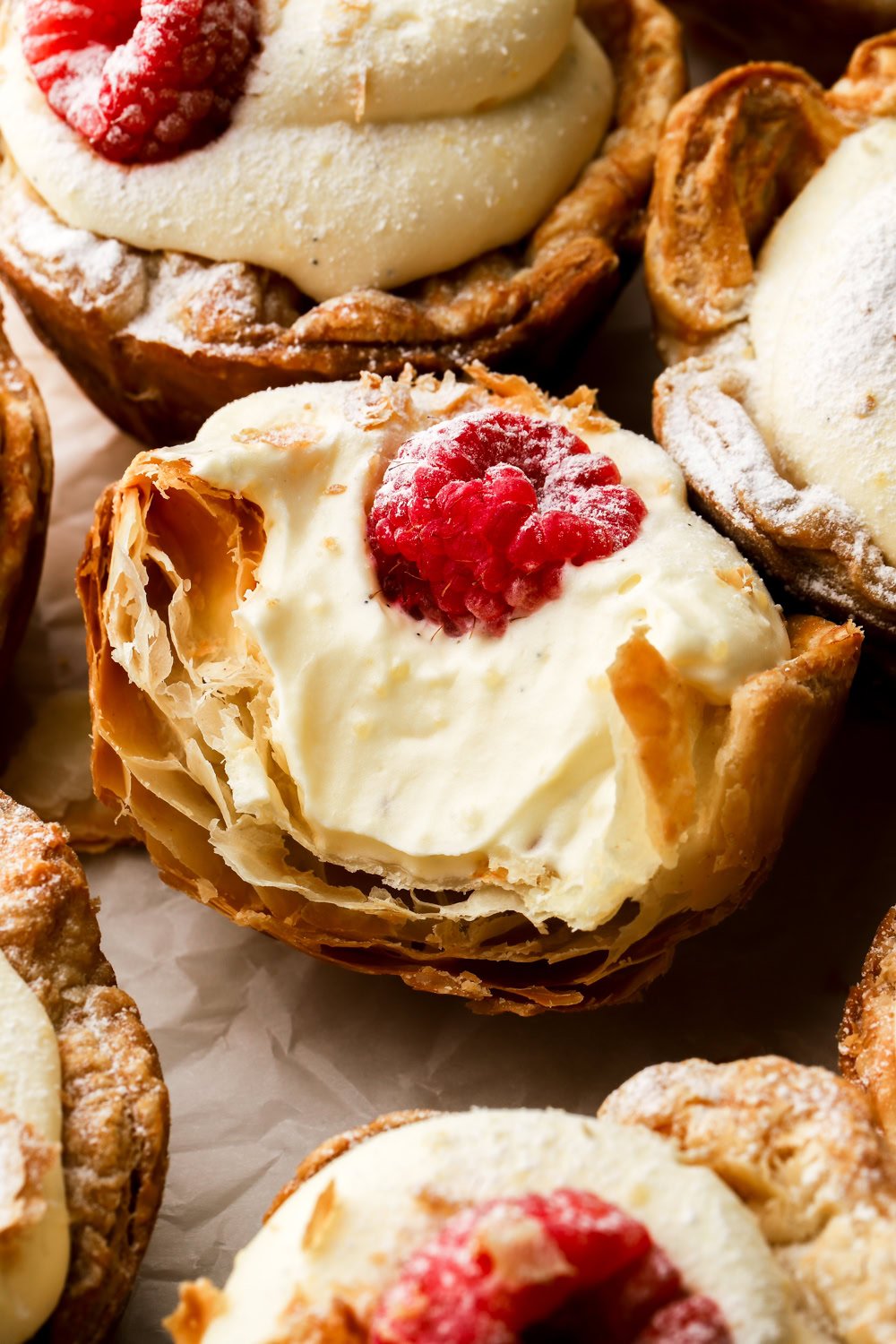 puff pastry tarts filled with bavarian cream
