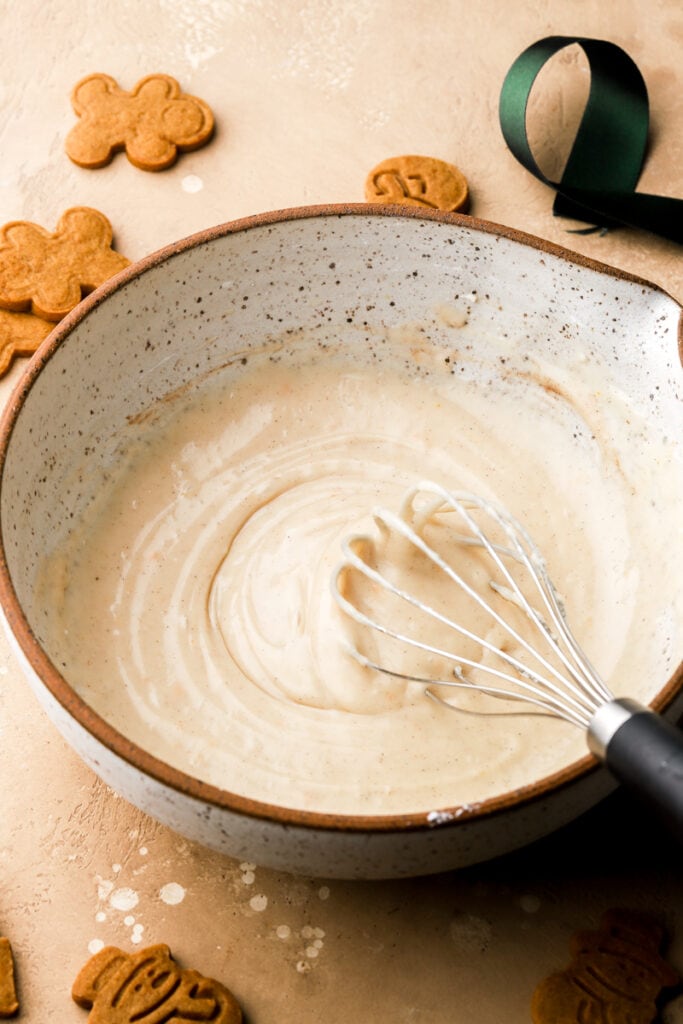 cream cheese icing in a bowl