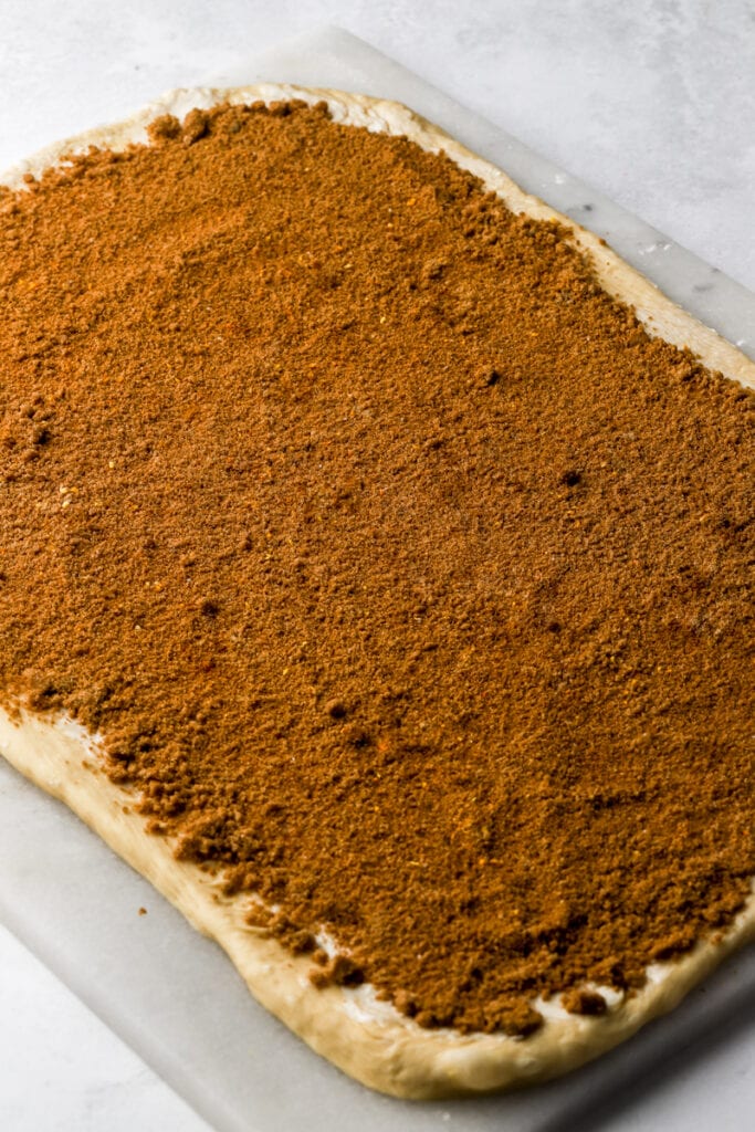 filling spread on dough