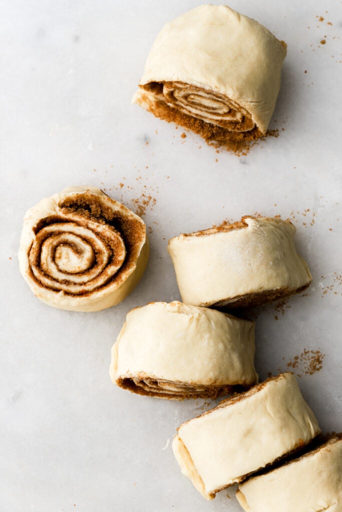roll up the dough into a log and slice