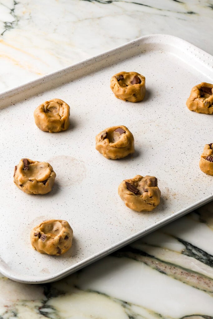 cookie dough balls with a well in the center