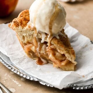 slice of apple pie with puff pastry