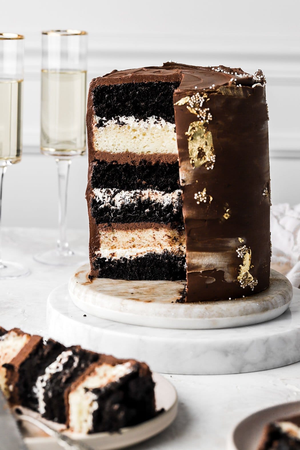 inside layers of tuxedo cake